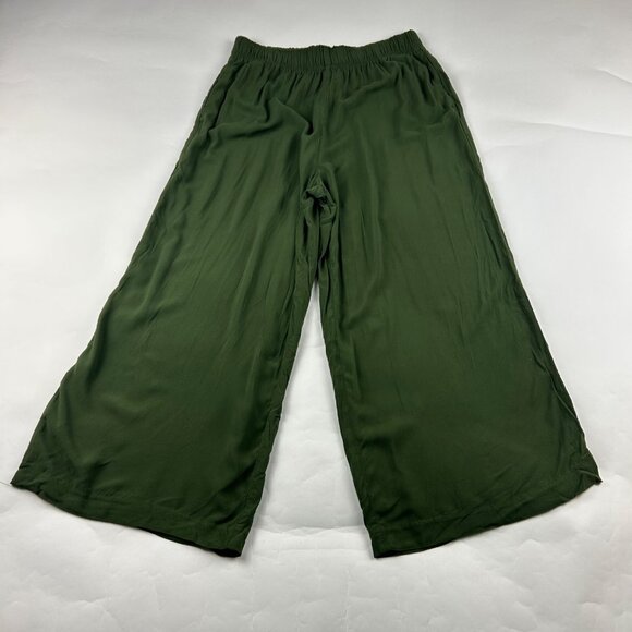 H&M Dark Green Lightweight Challis Wide Leg Pant M - Picture 1 of 7